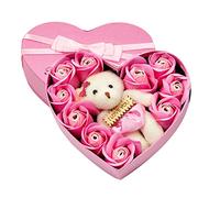 Rose Love Heart Shaped Gift Box Bath Soap Bear Flower 10 Scented Case Home Household Use
