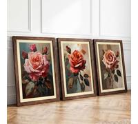 Rose Meditations Botanical Set of 3 Framed Wall Art Prints A1