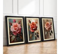 Rose Meditations Botanical Set of 3 Framed Wall Art Prints A1
