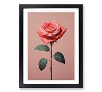 Rose Minimalism No.4 Framed Print | A2 Black Framed Wall Art | Ready to Hang | Minimalist Floral Picture | Living Room Bedroom Lounge Office