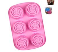 Rose Mold Silicone - Fondant Silicone Rose Mold for Candy | Flower Shape Large Ice Block Form, 6 Cavity, Dishwasher Safe for Chilled Cocktails, Whiskey, Homemade Juice