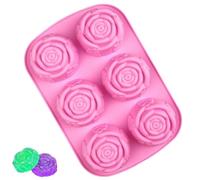 Rose Molds for Chocolate, Rose Chocolate Mould, Rose Soap Silicone Mould, Dishwasher Safe, 6 Cavity Flower Mould, Large Ice Block Mould for Candy Chocolate Cake Decorations