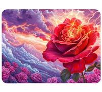 Rose Mouse Mat 250x210x3mm Flower Mouse Pad, Thick Non-Slip Rubber Base Desk Mat and Stitched Edge, Optimised for Gaming Sensors Mousepad Office Accessorie for Home Computers Learning Laptop, Model839