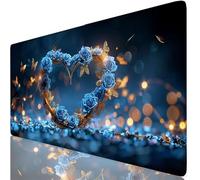 Rose Mouse Mat Blue Mouse Pad Desk Mat Soft Smooth Surface and Anti-Slip Rubber Base for Stable Grip on Smooth Surfaces, Improved Precision and Speed, Mousepad for Office, Home 800 x 300 x 3mm K0-379