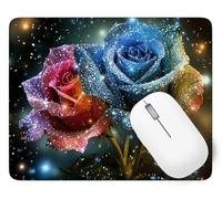 Rose Mouse Mat, Small Mouse Pad Flower Waterproof Gaming Mousepad, Mini Desk Mat 25 x 21 cm with Anti-Slip Base, Stitched Edges Mousepad, Keyboard, Mousemats for Desk, Office, Gifts for Women p1j-998