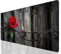 Rose Mouse Pad 700 x 400 mm Large Desk Mat Red Mousepad Gaming With Waterproof Surface Non-Slip Rubber Base, Extended Mouse Mat With Stitched Edge, Gaming Mousepad for Office Accessories a-5010