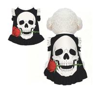 Rose Mouth Skull M Pet Apparel for Small Dogs-Cute Summer Outfit for Puppy, Soft Breathable Pet Clothes for Cat