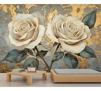 Rose Mural Rustic Florals Wallpaper Retro Flowers Wall Mural Giant 3D Wallpaper Commercial Scale Coffee Shop Lounge Gallery (Non-self-Adhesive)