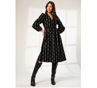 Rose & Nancy Women's beatrix-black-cord-embroidered-midi-dress in Black | Size: Medium Rose & Nancy Black M