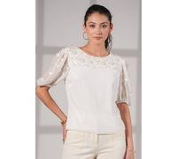 Rose & Nancy Women's morena-emb-ivory-top in White | Size: Large Rose & Nancy White L