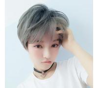 Rose Net Wig Female Short Hair Style Cos Highlighted Bob Hair Natural Short Curly Hair