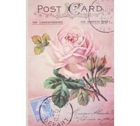 Rose Notebook Vintage French Postcard Journal Diary Planner Unlined: Pink Pastel Paris Retro Style Blank 7x10" Cute Gift
