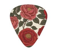 Rose of the Season printed guitar picks, 12-piece set with thin, medium, and thick styles, comes with a storage case