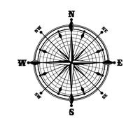 Rose of Wind Compass retor Icons Engraving Stickers 42x42cm Removable Without Leaving Glue Black