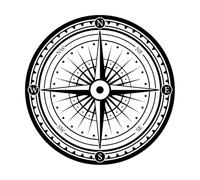 Rose of Winds Nautical Compass Navigator Engraving Decals 42x42cm Personalized Customization Black