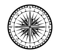 Rose of Winds Nautical Compass Navigator Engraving Stickers 42x42cm Art Decoration Black
