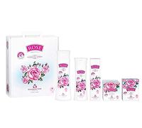 Rose Original Gift Set for Women of 5Pcs. with 100% Natural Rose Oil, Micellar Water, Shower Gel, Facial Day Cream, Hand Cream and Soap Parabens Free