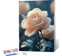Rose Paint by Numbers Butterfly Painting by Numbers for Adults Beginner DIY Digital Painting Hobbies for Adults Women with 3 Brush and Acrylic Paints Kit for Home Decor, Gifts 70 x 95 cm -zjn26045D