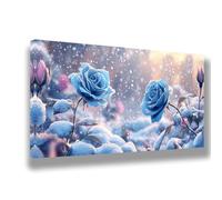 Rose Paint by Numbers for Adults 40x80inch Small Painting by Number Canvas Kits with Acrylic Paint Brushes, Hobbies for Adults Women Paint-by-Numbers for Room Decor Wall Art, Snow,Without Frame,651-W