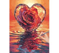 Rose Paint by Numbers for Adults, DIY Paint by Numbers Valentine'S Day without Frame, Painting by Number for Adults Beginners, Canvas Kits with Brushes, Home Decor, Gifts for Women, 30x40cm, -7090