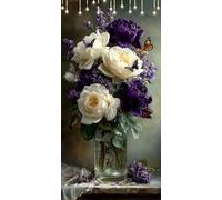 Rose Paint by Numbers Vase Large Painting by Numbers for Adults, Paint-by-Numbers Kits 100X150cm Without Frame, DIY Acrylic Number Painting for Gifts Christmas Decorations, Hobbies for Women P0-708