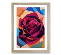 Rose Painting Patchwork Vol.1 Framed Wall Art Print, Ready to Hang Picture for Living Room Bedroom Home Office, Oak A2 (48 x 66 cm)