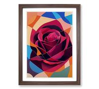 Rose Painting Patchwork Vol.1 Framed Wall Art Print, Ready to Hang Picture for Living Room Bedroom Home Office, Walnut A2 (48 x 66 cm)