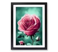 Rose Painting Traditional Framed Wall Art Print A2 Black | Ready to Hang, Premium Gi Paper, Fade-Resistant Inks, Securely Packaged, UK Made