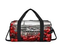 Rose Paris Eiffel Tower Scenery Sport Duffel Bag with Shoes Compartment Overnight Weekender Bags Travel Gym Luggage Organizer for Women Men Kids Girls Boys