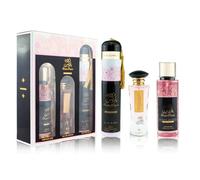 Rose Paris Night Perfume Collection Set - 65ml Eau De Parfum + 250ml Deodorant + 300ml Air Freshener - Luxury Arabic UAE Women Fragrance