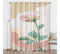 Rose Pattern Curtains 609 Inches Long, Flower Abstract Eyelet Curtains for Bedroom, Thermal Insulated for Living Room Window Privacy Drapes Home Decor 2 Panels 52x63, Pink H56wu