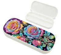 Rose Pattern DIY Diamond Pencil Case Pens Brushes Accessories Travel Pencil Box,for Adult Beginners,Diamond Art Square Jewelry Gift for Women, Christmas Birthday Present