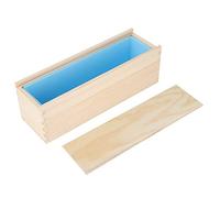 Rose Pattern Silicone Soap with Wooden Box, 10.4x2.8in DIY Handmade Bread and Cake - Eco - Friendly, Durable, Perfect for Soap Making and Baking Enthusiasts (Sky Blue Silicone+Wooden Box)