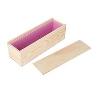 Rose Pattern Silicone Soap with Wooden Box, 10.4x2.8in DIY Handmade Bread and Cake - Eco - Friendly, Durable, Perfect for Soap Making and Baking Enthusiasts (Pink Silicone+Wooden Box)