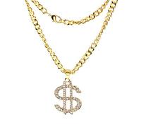 Rose Pendant Necklace for Women Hop Dollar Unisex Pendant Sign Necklace Chain Alloy Gold Hip Surfer Jewell Necklaces Pendants Real Necklaces for Men (Gold, One Size)