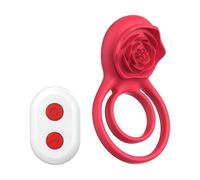 Rose Penis Cock Ring Delay Ejaculation Vibrator Penis Stimulator Wireless Remote Control Adult Sex Toy for Men for Couple(Red Color A)