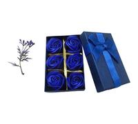 Rose Petal Bath Soap Set - Floral Scent, Essential Oils, 6 PCS for Her, Women, Teens, Girls - Birthday, Valentine, Christmas (Blue)