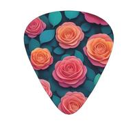 Rose petals printed guitar picks, 12-piece set with thin, medium, and thick styles, comes with a storage case