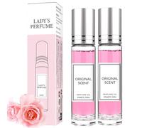 Rose Pheromone Perfume for Women 10ml, Long Lasting Natural Scent Perfume Oil, Roll On Perfume for Women and Men, Fresh Floral Fragrance，Mini Perfume Set for Valentine's Day (Rose-2pc)