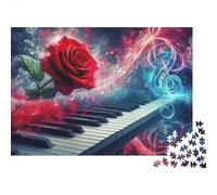 Rose Piano 1000 Piece Jigsaw Puzzle for Adults Paper Material Music Element Relaxing Gift Home Decor 70x50cm/1000pcs