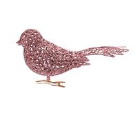 Rose Pink Clip On Mesh Bird Christmas Tree Decorations 17cm Pack x4