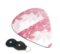 Rose Pink Floral Flowers Pattern Guitar Picks Different Thickness Colorful Celluloid Guitar Picks Plectrums for Acoustic Guitar Electric Guitar Bass Ukulele - 0.96mm