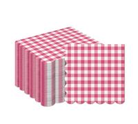 Rose Pink Gingham Paper Napkins,20Pcs Check Serviettes Napkins 2 Ply,Disposable Colourful Party Napkin Luncheon Tissue Paper for Picnic Birthday Wedding Baby shower Christmas Tea BBQ Party Table Decor