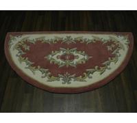 Rose Pink Half Moon 100% Wool Rug Traditional Design 69cm x 137cm