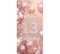 Rose Pink Happy 13th Birthday Banner Backdrop Diamond Glitter Theme Decor for Girls Princess Birthday Party Celebration Decorations Supplies 35x72in-BECKTEN