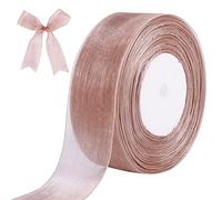 Rose Pink Ribbon, 40mm x 50 Yards Double Faced Chiffon Ribbon for Gift Wrapping, Christmas Wedding Party Ceremony Decorations and DIY Bows Crafts