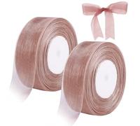 Rose Pink Ribbon for Gift Wrapping, 2 Rolls (40mm x 50 Yards) Double Faced Chiffon Ribbons for Crafting, Christmas Wedding Cake Decoration and DIY Bows Crafts (Total 100 Yards)