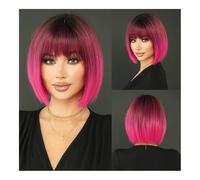 Rose Pink Short Wig for Women Daily Party Overhead Dyeing Black Natural Synthetic Lavender Straight Wigs