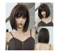 Rose Pink Short Wig for Women Daily Party Overhead Dyeing Black Natural Synthetic Lavender Straight Wigs