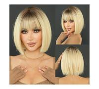Rose Pink Short Wig for Women Daily Party Overhead Dyeing Black Natural Synthetic Lavender Straight Wigs